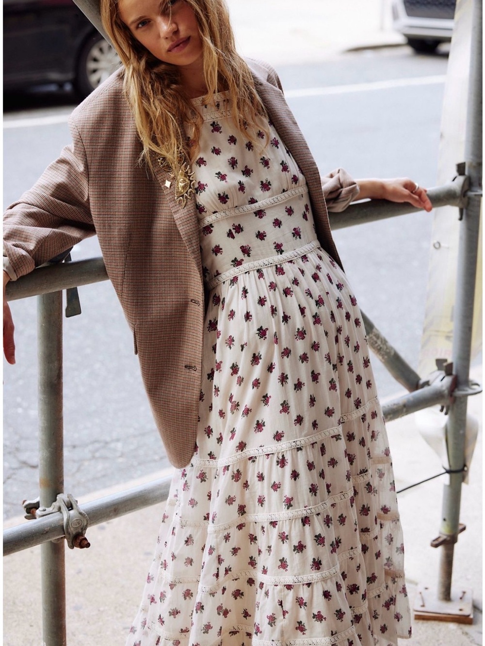 Free People Daydreamer Midi Dress Color Tea Combo S Crochet floral pattern
